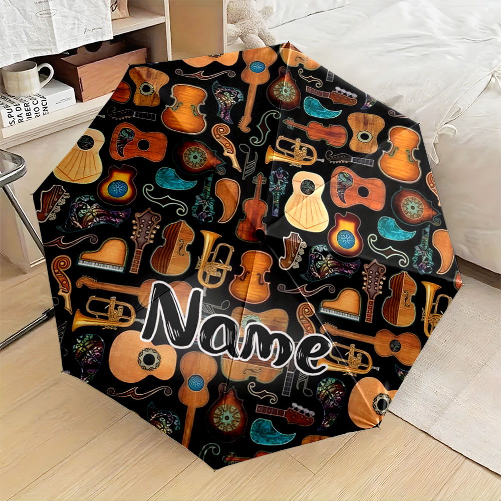 Musical Instrument And Names - Ombrello personalizzato con nome, design con