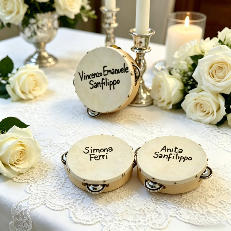 Musical Instrument And Names - 3/5 pezzi ﻿ Tamburelli Nuziali Personalizzati